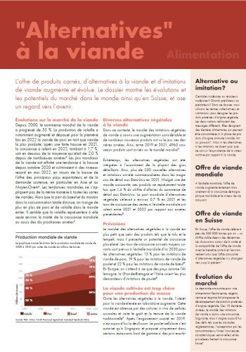 Dossier Alimentation "Alternatives" à la viande